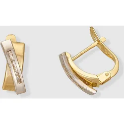 Pendientes de oro bicolory circonitas