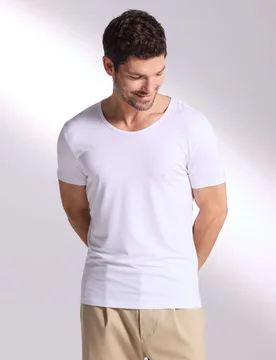 Ultimate Cotton Modal Scoop Neck T-Shirt White male - David Gandy Wellwear - FashionsVida