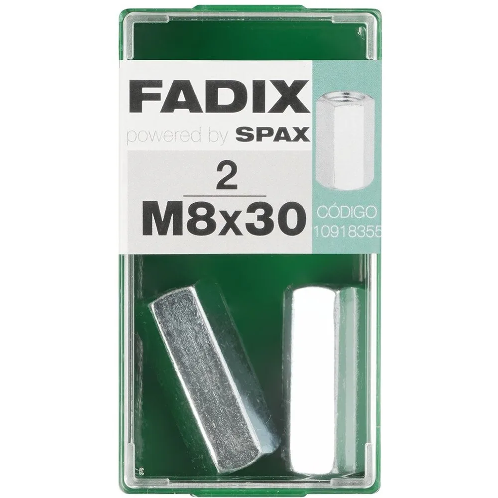 Tuerca Hexagonal para Unión Varillas M8 x 30 mm - Caja 2 Uds - FADIX - FashionsVida