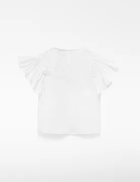 Crop top de mujer de algodón con volantes - Adolfo Dominguez - FashionsVida