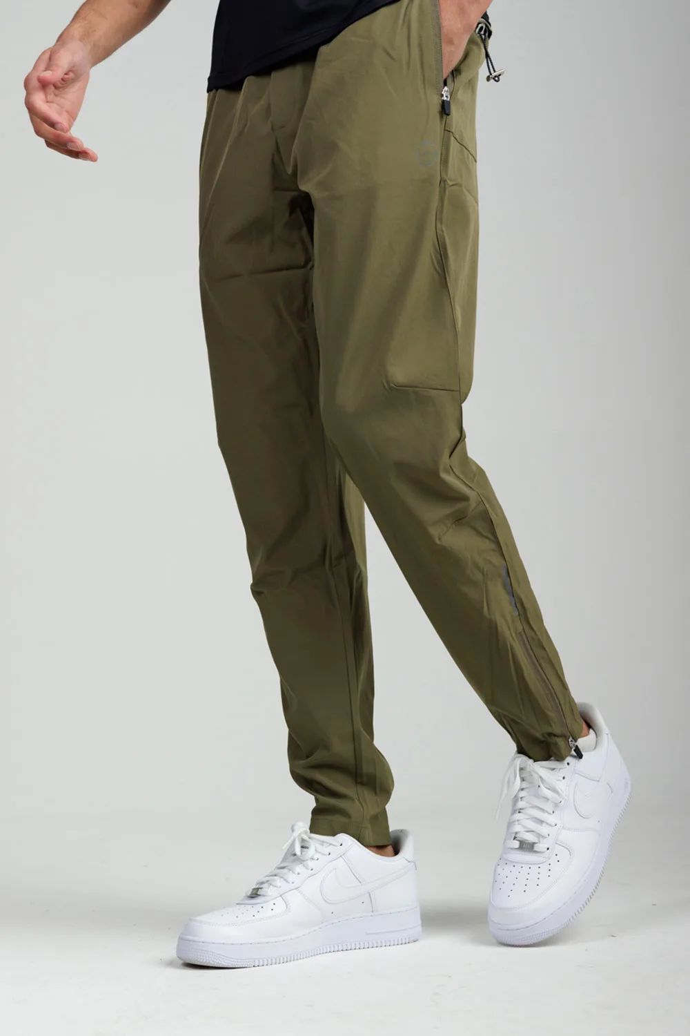 Mens Khaki Regular Fit Lightweight Technical Stretch Joggers - Size 2xl - FORAY - FashionsVida