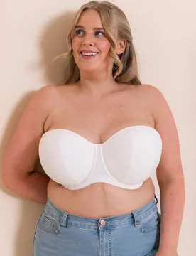 Luxe Strapless Multiway Bra Underwired Lingerie - Ivory - Size: 28G - Curvy Kate - FashionsVida