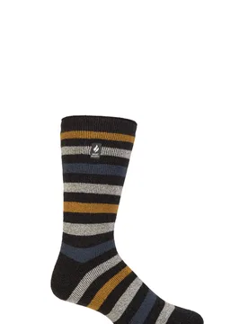 Mens 1 Pair SOCKSHOP 1.6 TOG Lite Striped, Patterned & Argyle Socks Split Charcoal Mustard 6-11 - Multi Coloured - Size: 6-11 Mens - Heat Holders - FashionsVida