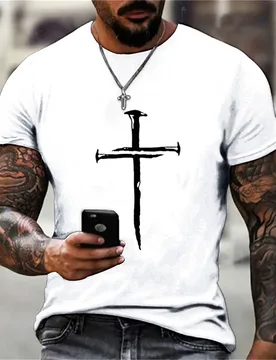 Men's T Shirt Personality Casual Jesus Cross Printed Hip Hop Short Sleeve Round Sport T Shirt Oversized Men Clothing Tops Summer - Aliexpress - FashionsVida