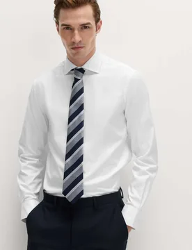 Slim Fit Easy Iron Pure Cotton Shirt White male - M&S SARTORIAL - FashionsVida