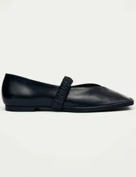 Leather Slip On Flat Ballet Pumps Black female