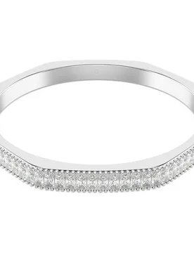 Bracciale rigido Matrix, Taglio baguette, Forma ottagonale, Bianco, Placcato rodio L - Swarovski - FashionsVida