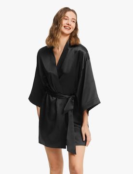 Kimono Soie Nuit Épaule Légèrement Tombée 100% Soie Naturellement Antibactérien L