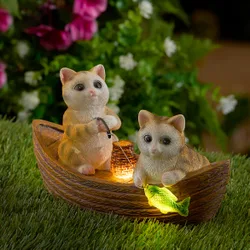 Solarleuchte "Katzen im Boot"
