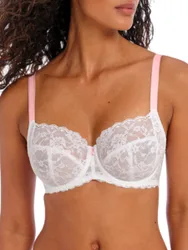 Womens Offbeat Side Support Bra - White Nylon - Size 38j