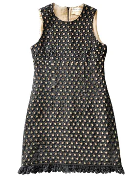 Black linen guipure sleeveless dress - Michael Kors - FashionsVida
