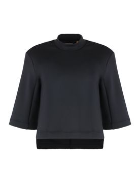 Techno Fabric T-Shirt with Back Logo Patch and Side Slits
