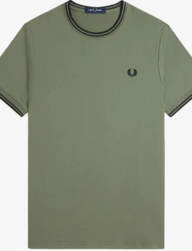 Camiseta de hombre de manga corta y ribetes con dos franjas - Fred Perry - FashionsVida