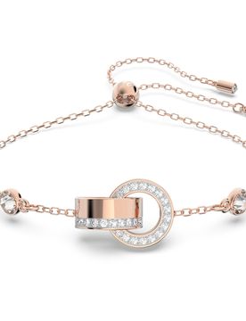 Braccialetto Dextera, Anello concatenato, Bianco, Finitura oro rosa 18K OS