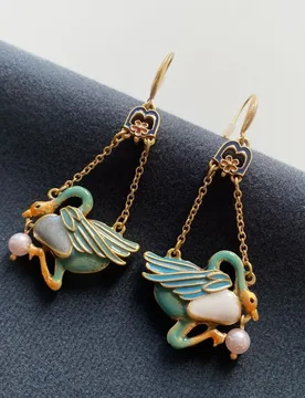 Medieval Vintage Earrings 2026 New Fashion Green Swan China-Chic Hanfu Long Tassel Pearl Drop Earrings - Aliexpress - FashionsVida