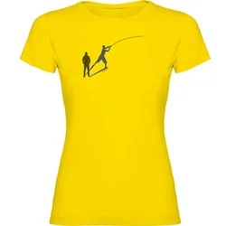 Fish Shadow Short Sleeve T-shirt Yellow 2XL Women