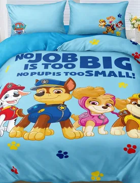 Juego de 3 piezas de funda nórdica con estampado de cachorros lindos en azul (1 funda nórdica + 2 fundas de almohada sin relleno), material de micro - Shein - FashionsVida