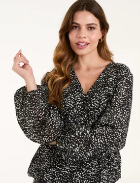 Pleated Bubble Hem Blouse - M/L / BLACK/WHITE - female - Blue Vanilla - FashionsVida