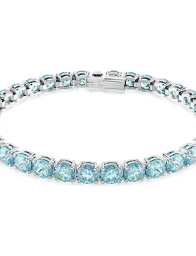 Braccialetto Matrix Tennis, Taglio Round, Blu, Placcato rodio L - Swarovski - FashionsVida