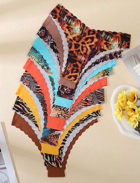 Piezas/paquete - Bragas sin costuras con borde ondulado para mujeres, tela cómoda y sexy amigable con la piel, ropa interior de bikini sin costuras p