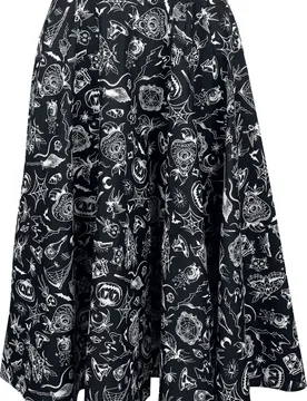 Rockabilly Rock knielang - Mischief Skirt - XS bis 3XL - für Damen - Größe XS - schwarz/weiß - Frauen - female - Hell Bunny - FashionsVida