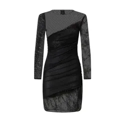 Vestiti casual donna - backgammon abito patch pizzi - nero