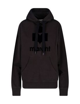 Cotton-Blend Flocked Drawstring Sweatshirt