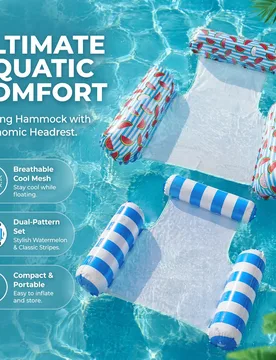 Flotador inflable para piscina para adultos, portátil 4 en 1 (hamaca, silla reclinable, dispositivo de deriva) flotador de hamaca de agua multiusos d - Shein - FashionsVida
