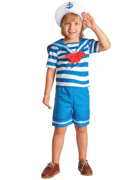 Matrosen-Kostüm für Jungen Berufskostüm für Kinder weiss-blau - male - KARNEVAL-MEGASTORE - FashionsVida