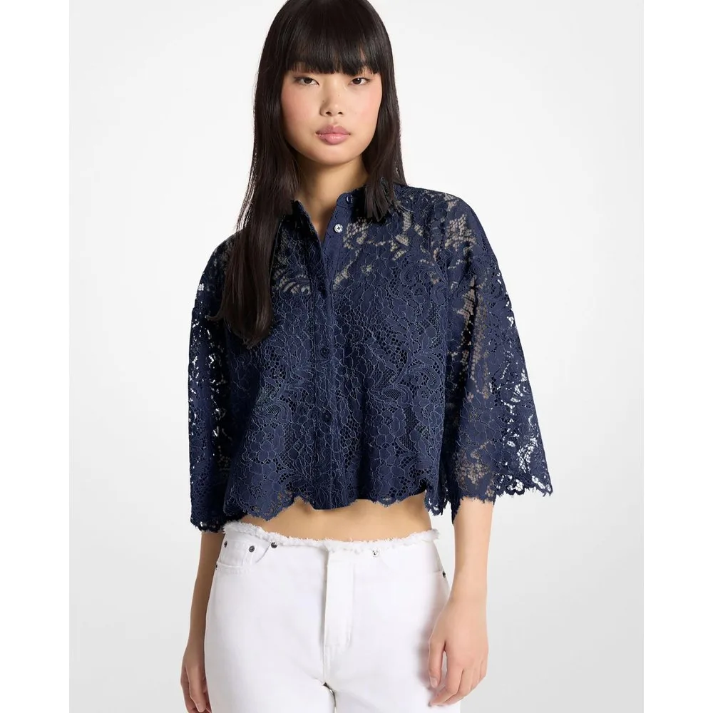 Blusa de mujer corta de encaje floral - MICHAEL Michael Kors - FashionsVida