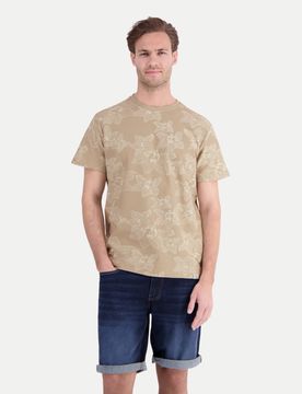 T-Shirt mit floralem Print Beige XXXL