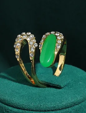 Vintage Natural Stone Green Rings Water Drop Geometry Designer High Quality Luxury Woman Gold Color Party Accessories Trends - Aliexpress - FashionsVida
