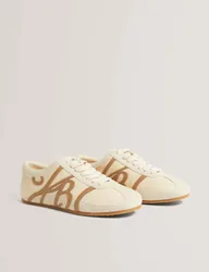 Script Leather Trainers Ivory Mix female