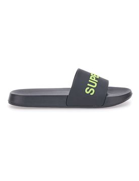 Ciabatte nere con fascia e logo verde da uomo S24U433 42