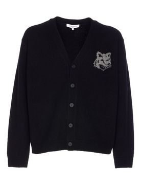 Fox Head Intarsia Merino Cardigan