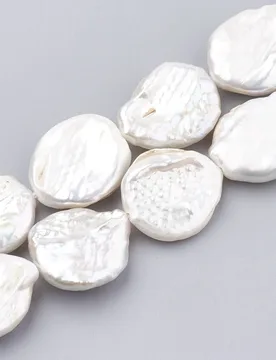 Strand Natural Keshi Pearl Beads Flat Round Seashell Color Freshwater Pearl Bead Jewelry DIY Craft Making Findings - Aliexpress - FashionsVida