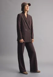 Gerade Stoffhose mit Gürtel Braun 38