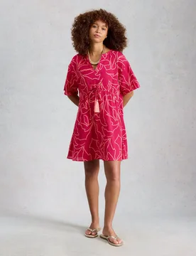 Pure Cotton Printed Mini Beach Dress Purple Mix female - White stuff - FashionsVida