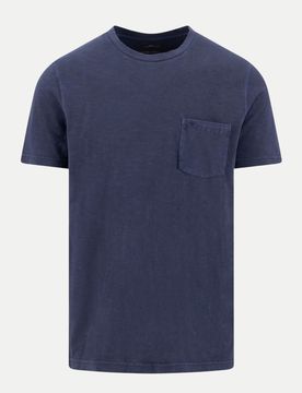 T-Shirt, garment dyed, pocket Blau 3XL