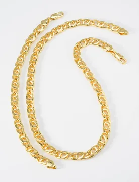 Luxurious Plain Chain Jewelry Set Elegant Neck Chain Necklace Bracelet All Match Fashion Ornament For Different Daily Scenes - Aliexpress - FashionsVida