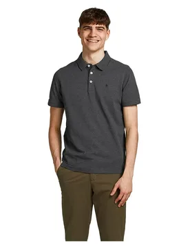 Polo à Manches Courtes Paulos Dark Grey Melange / Detail Tonal / Black / Slim M - Jack & jones - FashionsVida