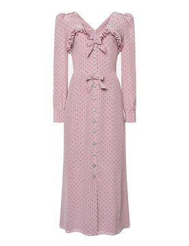Vestito midi a pois con volant