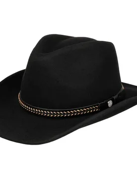 Trebiano Wool Western Hat by - black - Size: M (56-57 cm) - Lierys - FashionsVida