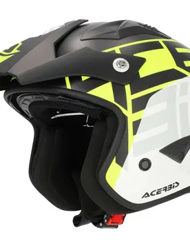 Casco Moto Jet Aria 2206 Graphic Nero Giallo Fluo taglia L - Acerbis - FashionsVida