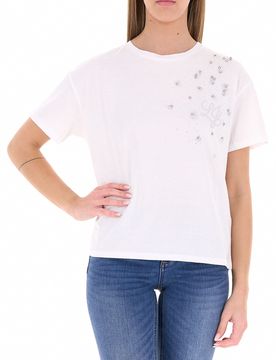 T-shirt con strass LIU JEANS BIANCO L