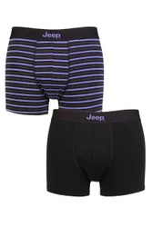 Mens 2 Pack Cotton Fitted Striped Trunks Black / Purple Extra Large - Multi Coloured - Size: Extra Large