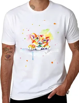 Colorful watercolor lion cub T-Shirt man t shirt cotton man t shirt designer T-Shirt - Aliexpress - FashionsVida