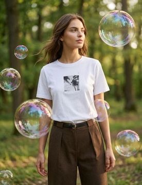 Maglietta in cotone con stampa estiva - bianco