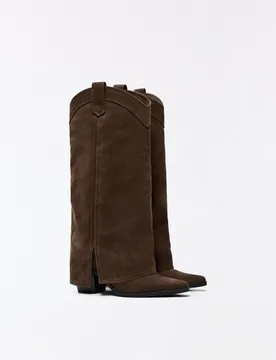 Bottes À Talon Cowboy 40 Marron - Bershka - FashionsVida