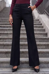 Bootcut Crepe Stretch Trousers - Black - Size: 16